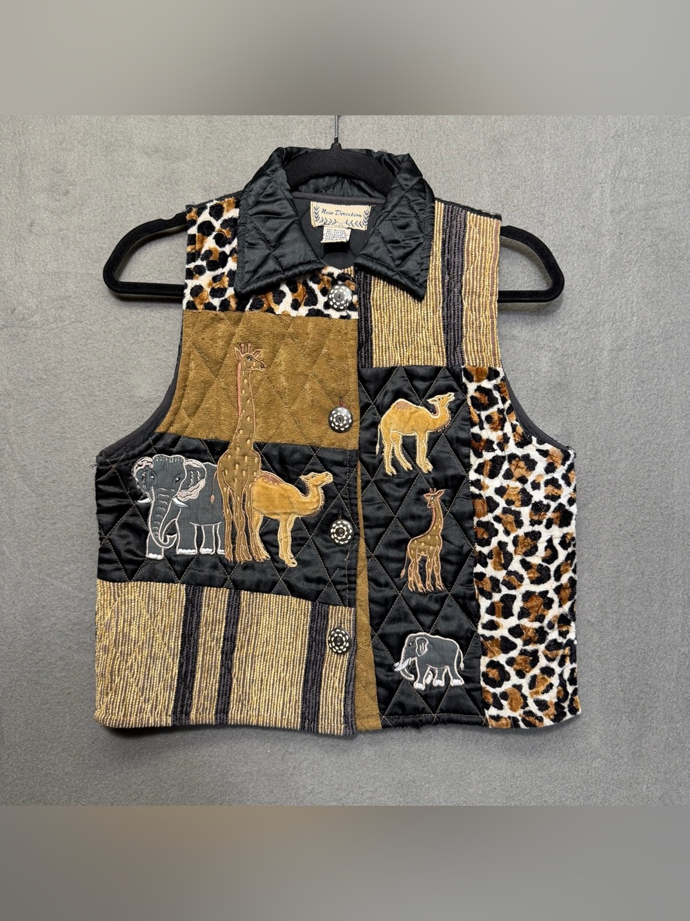 90s style safari animal print vest NEW DIRECTION WOMEN Vest m tag says l